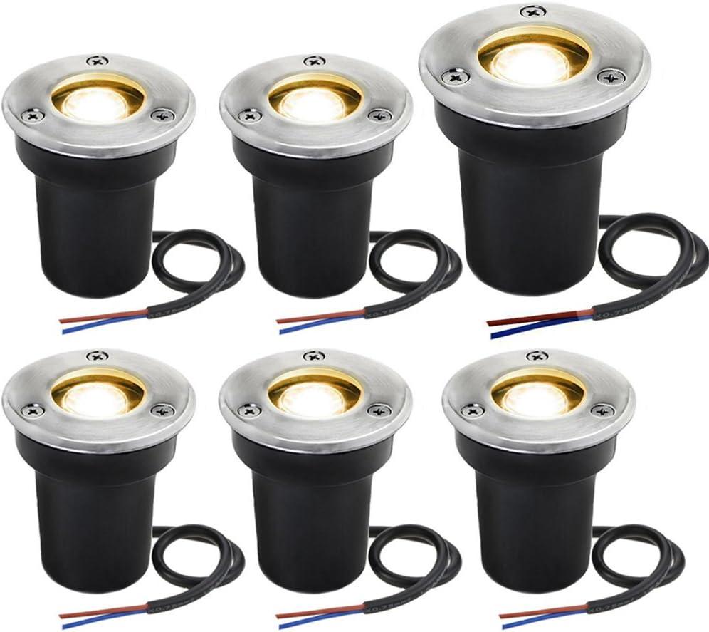 SUNRIVER Low Voltage Landscape Lights,1W Outdoor In-Ground Lights 12V-24V LED Landscape Lighting for Paver, Deck, Step, Garden, IP67 Waterproof (6 Pack Warm White)