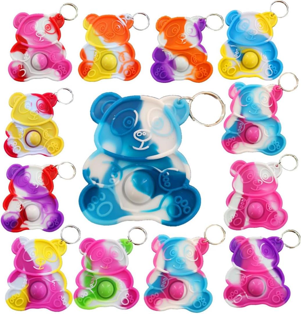 30 Packs Bulk Padans Animal Mini pop Fidget Backpack Keychainsummer Students Birthday Party Favors,Students Bubble Prize for boy and Little Girl