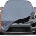 TUCAREST 6-Layers PEVA Premium Full Car Cover Fit for SUVs MPV Pickup Sedan hatchback Rain and snow protection, sun protection, UV protection, and protection of car paint surfaces-Silver Grey -Up 199" (Surrounding reflective strip)