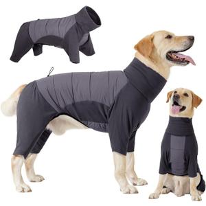 Dotoner Dog Sweater Warm Fleece Pullover Winter Sweatshirt with Turtleneck Leash Opening Waterproof Back Four Leg Cozy Clothes for Medium Dogs (Grey), Medium