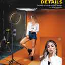 Kaiess 10.2" Selfie Ring Light with 65" Adjustable Tripod Stand & Phone Holder for Live Stream/Makeup, Upgraded Dimmable LED Ringlight for Tiktok/YouTube/Zoom Meeting/Photography (RGB)