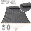 SUNCREAT Heavy Duty Hanging Tree Hammock, 475 lbs Capacity, Two Person Hammock with Large Soft Pillow, Tree Hooks, Gray