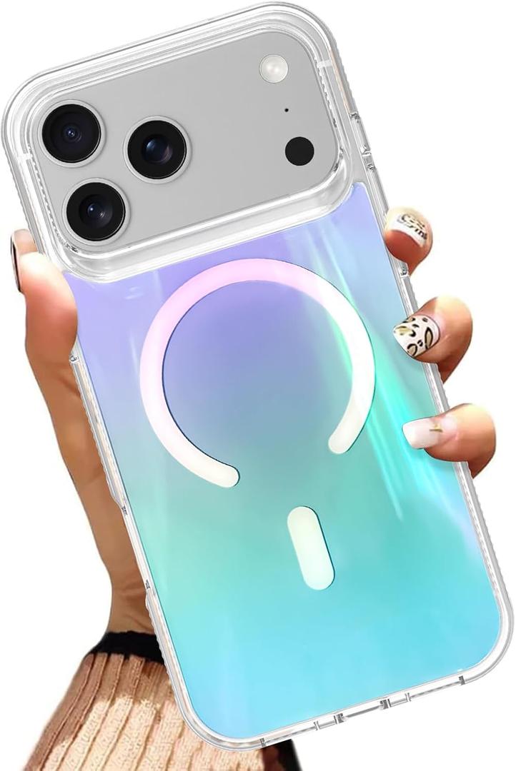 AIGOMARA Magnetic Case Made for iPhone 17 Pro 6.3 Inch, Iridescent Blue