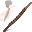 Guasha Wood Stick Tools Wooden Therapy Scraping Lymphatic Drainage Massager, Double Row 20 Beads Point Treatment Gua Sha Tools for Back Leg,1 pcs