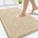 Arotive Bathroom Rugs 34x21, Extra Soft Absorbent Shaggy Chenille Bath Rugs, Machine Washable Rubber Backing Non-Slip Bath Mats for Bathroom Floor Tub and Shower, Home Decor Accessories, Beige