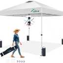 10x10 Pop Up Canopy Tent, One Push Instant Outdoor Gazebo with Vented Top, Upgraded 300D Silver Coated Sun Shade for Parties Camping Vendor, Includes Wheeled Bag and 4 Sandbags, White