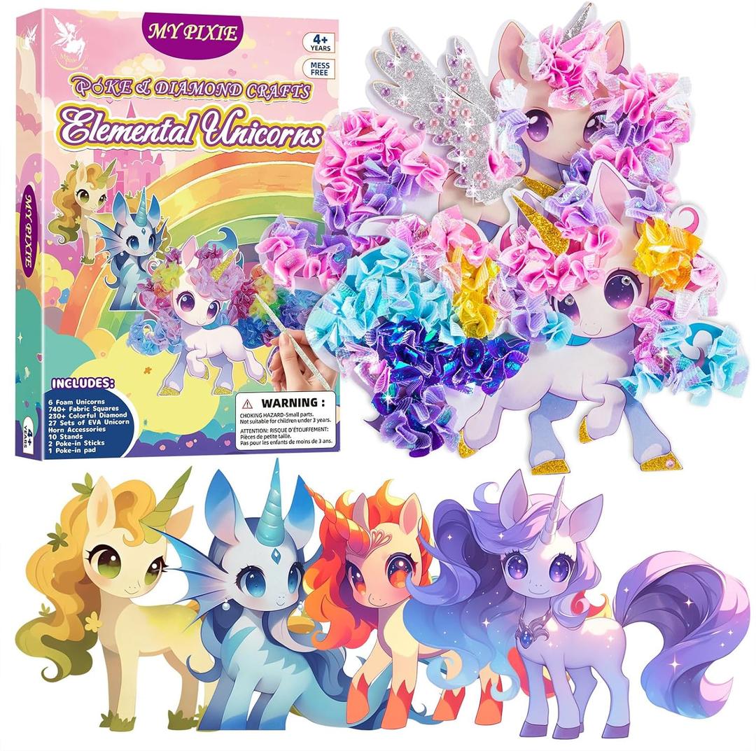 2 x MyPixie Poke Art Kits for Girls, Arts and Crafts for Kids 4-8, DIY Creative Activity Toys, Christmas Birthday Gifts for Girls 4 5 6 7 8 9 10 Year Old (Pink)