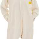 NEWCOSPLAY Animal Onesie Costume Adult Pajamas Rooster Plush One Piece Cosplay Costume (Medium, White Chicken)