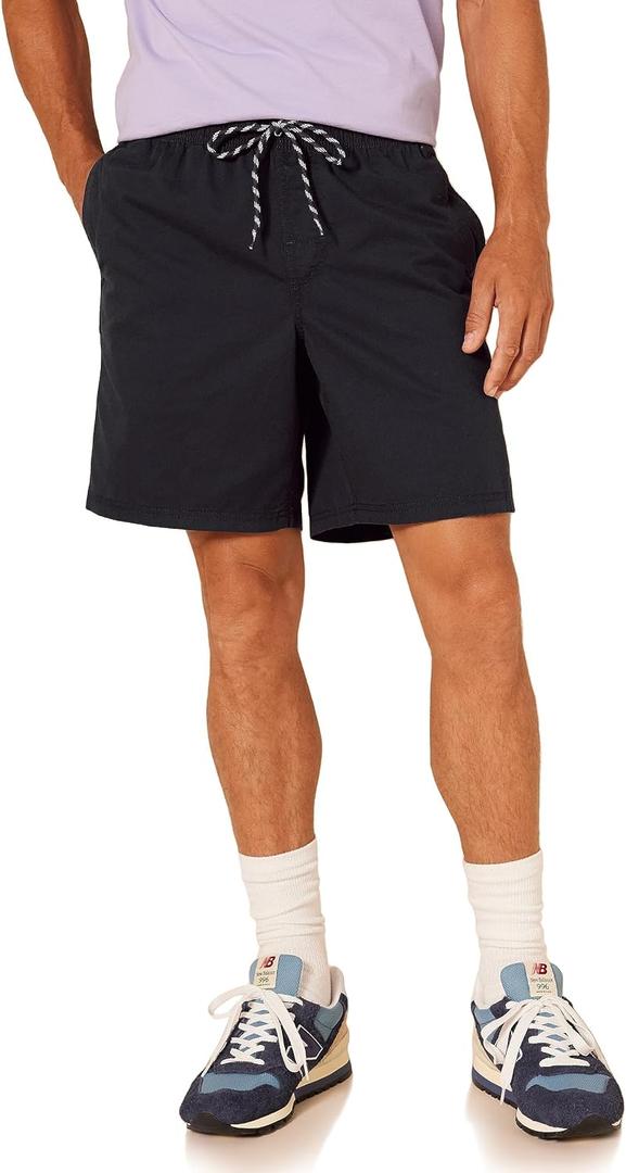 Amazon Essentials Men's 8" Inseam Relaxed-Fit Drawstring Walk Shorts with Elastic Waist, Black, XX-Large