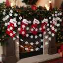 Oudain 4 Pcs Christmas Snowflake Felt Garland Party Decorations 13 ft Winter Christmas Wonderland New Year Party Holiday Decor