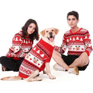 Family Matching Dog and Owner Clothes Outfits,Christmas Pet Cat Sweater Costume for Small Medium Extra Large Dogs/Women/Men (Only for Pet, 4XL for Pet(Bust 34.6inch|Weight 65-105LBS))
