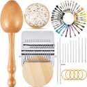 Jexine Mini Darning Egg for Socks 14 Hooks Small Speedweve Style Weaving Darning Loom with 9 Pcs Large Eye Needles 50 Colors Thread for Handcraft DIY Weaving Repair Tool (Silver)