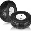 20x8-8 Lawn Mower Tires with Rim (3/16" Keyway), Replaces for Natural Rubber Turf Tires 20x9.00-8 and 20x10.00-8| Pneumatic 4 Ply Tubeless | 3.5" Offset | Bore ID 3/4" | 965 Pounds Capacity (2 Pack)