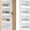 SONGMICS Over-the-Door Organizer, 5-Tier Door Hanging Storage Shelf, Heavy-Duty Closet Hanging Organizer Foldable, Transparent, Pockets, Metal Hooks, Cloud White URDH010WH01