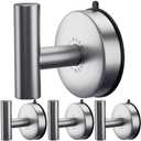 DGYB Large Suction Cup Hooks for Shower Set of 2- Brushed Nickel Towel Hooks for Bathrooms - Stainless Steel Removable Wall Hooks - 15 Lb Heavy Duty Hanging