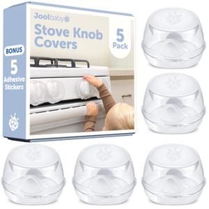 Jool Baby Clear Stove Knob Covers (5 Pack) Child Safety Guards, Durable Design - Baby Proof