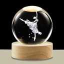 hochance 3D Dancer Crystal Ball Lamp with Adjustable Brightness LED Wooden Base, Night Light for Kids Teens Adults, Birthday Gift Home Desk Office Bedroom Decor (6cm / 2.4”)​