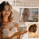 4 x 8 Pcs French Flat Hair Clips for Women, 2 Styles Large Matte No Slip Strong Hold Flat Claw Clips for Thick Thin Hair (Neutral Color)