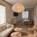 2PCS Hanging Lamp shade oval Can replace White Paper Lanterns 20INCH Linen Pendant Lampshade Handmade Hanging Lantern Minimalist White Suitable for the Living room Bedroom Kitchen white 2PCS