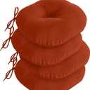 downluxe Bistro Chair Cushions for Patio Furniture, Water-Resistant Round Outdoor Chair Cushions Set of 4 with Non-Slip Ties, 15" x 15", Brick Red