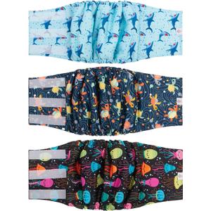 CuteBone Dog Diapers Male Washable Belly Band for Male Dogs Wraps 3pcs a Pack DM28XL (XL(21"-27"))
