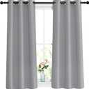 NICETOWN Greyish Blue Short Blackout Curtains for Bathroom - Window Treatment Thermal Insulated Grommet Light Blocking Curtains & Drapes for Bedroom/Kitchen (2 Panels, W37 x L48)