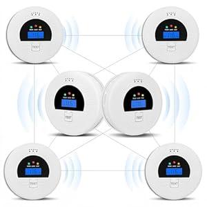 6-Pack Interconnected Smoke and Carbon Monoxide Detector, Battery Operated, Silence/Test Button, Smoke & CO Alarm for Any Room
