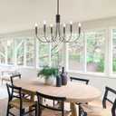 Black Chandelier 6-Light Modern Iron Farmhouse Chandeliers for Dining Room Rustic Industrial Light Fixtures for Bedroom Living Room Kitchen Island