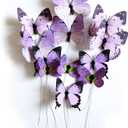 naudassods 12 Pack Butterfly Decorations, DIY 3D Butterfly Stakes Decor, 2 Sizes of Butterfly Ornament for Home Fake Flower Floral Supplies Tea Party Wedding Easter Christmas Spring Fall (Purple1)