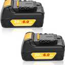 Upgraded 20V 6.0Ah Battery Replacement for Dewalt 20v Max Battery 2Pack Compatible with Dewalt 20v DCD/DCF/DCG Series Power Tools Yellow