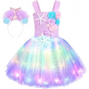 Mermaid Costume Light Up Dress for Girls - Birthday Party Gifts, Decorations, Halloween Costumes (3-4T)