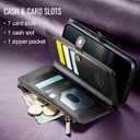 Defencase Compatible with Samsung Galaxy S23 Case Wallet with RFID Blocking Card Holder for Women Men, PU Leather Magnetic Snap Flip Zipper Strap Wallet Phone Case Fit for Galaxy S23 5G 6.1", Black