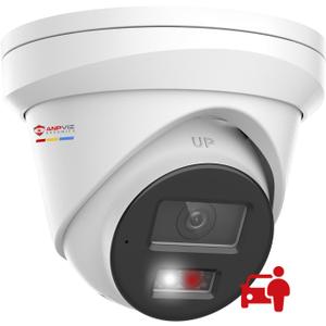 Anpviz 4K PoE IP Camera Outdoor, 8MP Smart Dual Light Turret Camera, Human/Vehicle Detection, 2.8mm Lens Wide Angle, Full Metal Housing, Built-in Mic, 120dB WDR, IP67 Waterproof, No Adapter(H Series)