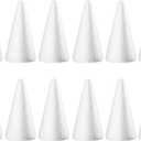 Amosfun 12pcs Foam Cones White Foam Balls Christmas Tree Cones for DIY Modeling Craft Floral Arranging Supplies