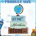 GlikCeil 4 Pcs Adventure Awaits Tiered Tray Decor Earth Day Adventure Wood Table Decoration Travel Party Centerpieces for World Bon Voyage Travel Around The World Party Home Office Desk Shelf Decors