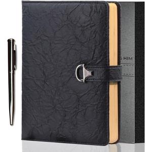 Gifts for Him, Journal for Men, Vintage Leather Diary for Writing, A5 256 Kraft Pages College Ruled Notebook, Personal Planner Organizer Gift Set (Black Set)