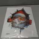 2 x 3D Large Santa Claus Sticker, Creative Peel-and-Stick Santa Claus Breaking Through The Wall Design, Christmas Holiday Cartoon Sticker (5 PCS)