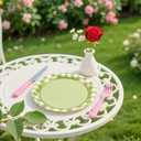 50PCS Sage Green Gingham Birthday Plates, 7 Inch Disposable Gingham Cake Plates Plaid Dessert Plates for Picnic Barbecue Baby Shower Wedding Birthday Party Decorations