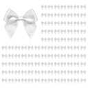 100 PCS Bows for Gift Wrapping, 2.75" Satin Ribbon Bows with Double-Sided Tape, Small Bows for Crafts, Bow Decor, Mini Bows Decorations for Party Baby Shower Birthday Wedding (White)