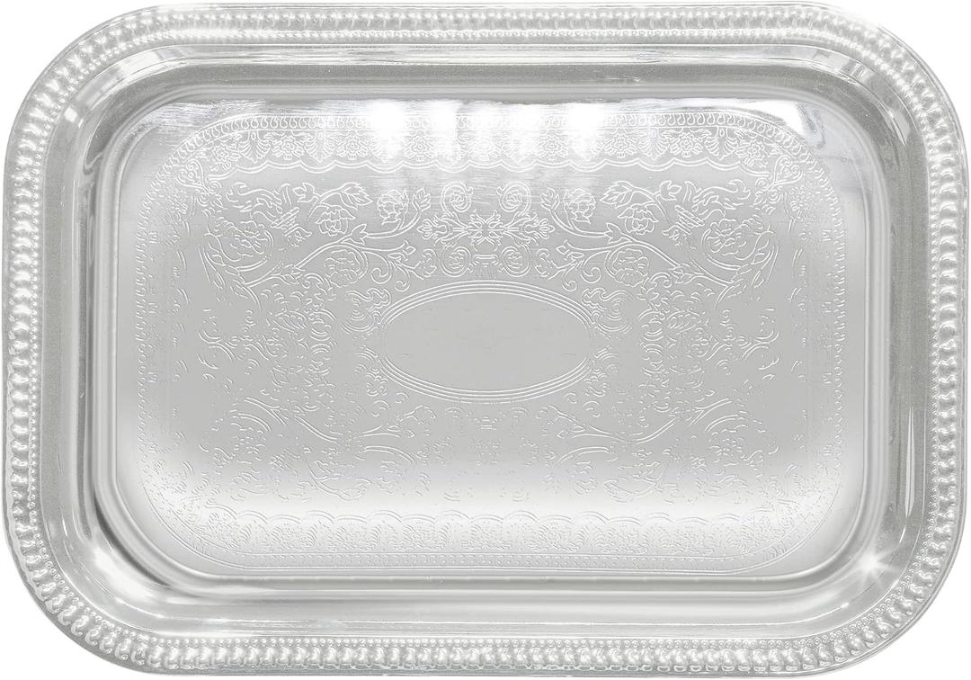 Winco Rectangular Tray, 18 by 12-Inch, Chrome, 18" x 12"
