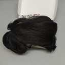 Yaki Straight Ponytail Extensions with Bangs for Black Women Natural Black Synthetic Kinky Straight Wrap Around Magic Paste Ponytail with Bangs Natural Looking Hair Hairpiece for Women(2#)