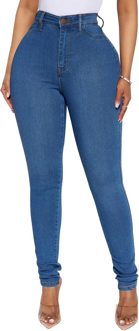 KUNMI Womens Classic High Waisted Skinny Stretch Butt Lifting Jeans Slim Fit Denim Pants, Size 26