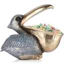 PlivBloom Pelican Key Holder Statues,Fun Animal Hippo Candy Dish,Candy Dish for Office Desk Unique,Modern Key Holder for Pelican Figurine,Suitability Desk candy bowl and Entry Table Decor Items(Silver
