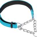 Dog Chain Collars, Adjustable No Pull Dog Training Reflective Collar with Steel Chain, (M-20 Inch, Light Blue), Intended for Small/Medium/Large Pets/Training/Walking