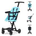 Dream On Me Coast Rider Travel Stroller, Lightweight & Compact Baby Stroller, Theme Park Approved, Book-Folding Design, Adjustable Handle, Soft-Ride Wheels, Converts to Rider & Scooter - Sky Blue