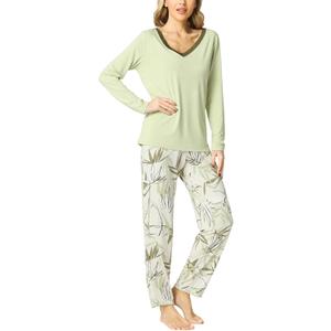 Viscose from Bamboo Women's Pajama Sets Super Soft Long Sleeve Sleepwear Comfy Winter Pjs Sets S-4X (Medium, C-cantaloupe Green)
