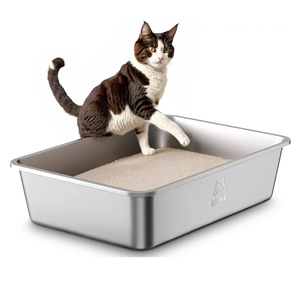 Stainless Steel Litter Box, Extra Large Cat Litter Box with High Sided for Big Cats, XL Metal Litter Boxes, Non-Stick, Easy to Clean, Odor-Free, Cat Toilet，Litterbox