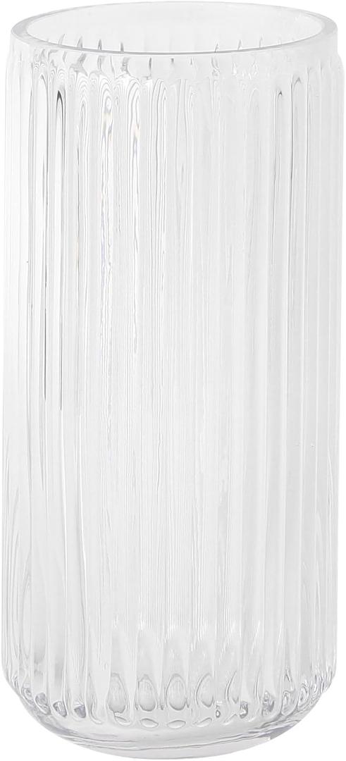 MARTAGE Ribbed Glass Vase, Flower Vases for Bouquet, Clear Glass Vases for Flowers, Modern Ribbed Vase for Living Room, Bathroom, Dining Table, Office, Wedding, Centerpieces, 8 Inches (Medium)