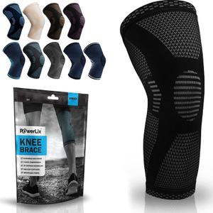 POWERLIX Leg Sleeve - Best Knee Brace for Leg Pain for Men & Women Knee Support for Running, Basketball, Volleyball, Weightlifting, Gym, Workout, Sports Please Check Sizing Chart (Black-1Pack)