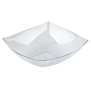Restaurantware-Moderna 32 Ounce Fancy Plastic Bowls, 8 Square Disposable Salad Bowls - Durable, Heavy-duty, Clear Plastic Bowl, For Warm And Cold Foods